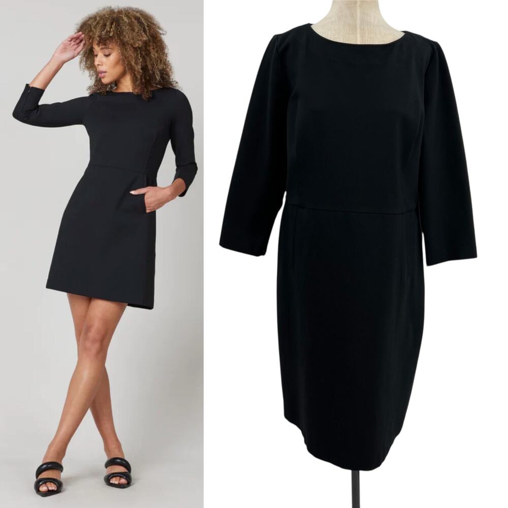 Spanx The Perfect‎ Shift Dress A-line Classic Stretch Ponte Black Plus Size 1X